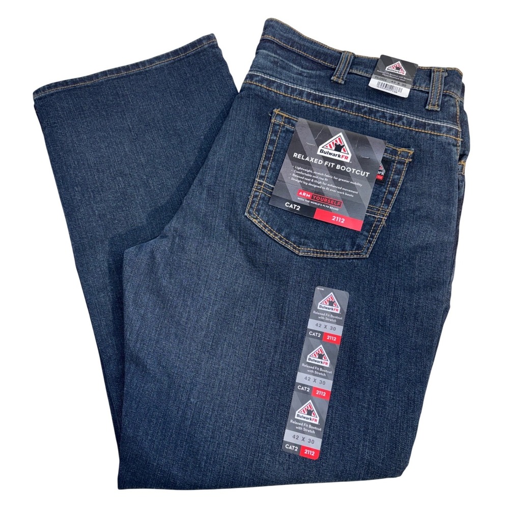 NWT Bulwark FR Mens Relaxed Fit Bootcut Flame Resistant Jeans CAT2 42x30 PSJ2SD2